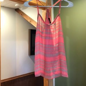 Pink tank top with split back